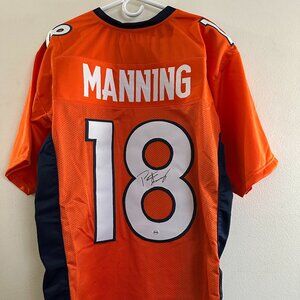 PEYTON MANNING SIGNED DENVER BRONCOS AUTOGRAPHED CUSTOM ORANGE JERSEY wCOA XL497